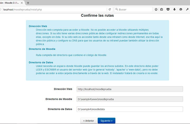 instalacion confirme las rutas