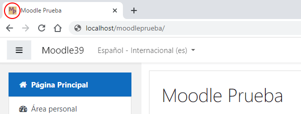 Pantallazo favicon en moodle
