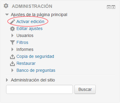 activar edicion moodle