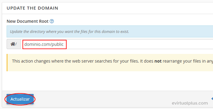 Cambiar directorio de publicación en Moodle en CPanel