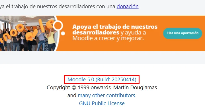 Saber la versión de moodle