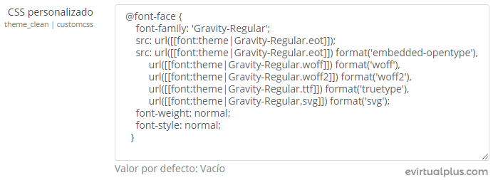 añadir código css para agregar fuente en moodle