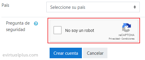 recaptcha disponible en formulario de registro de moodle