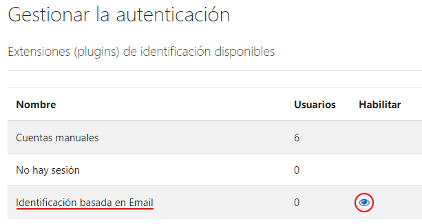 habilitar identificar por email en moodle