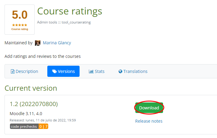 Descargar plugin course ratings