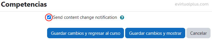 Enviar notificación de cambio de contenido en cursos de Moodle 4