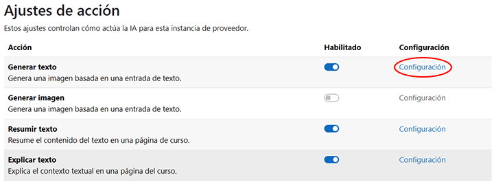 configurando general texto con ai en moodle con ollama